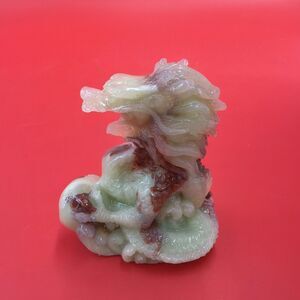 Jade Green Chinese Feng Shui Dragon Figurine Statue Sculpture for Luck & Success